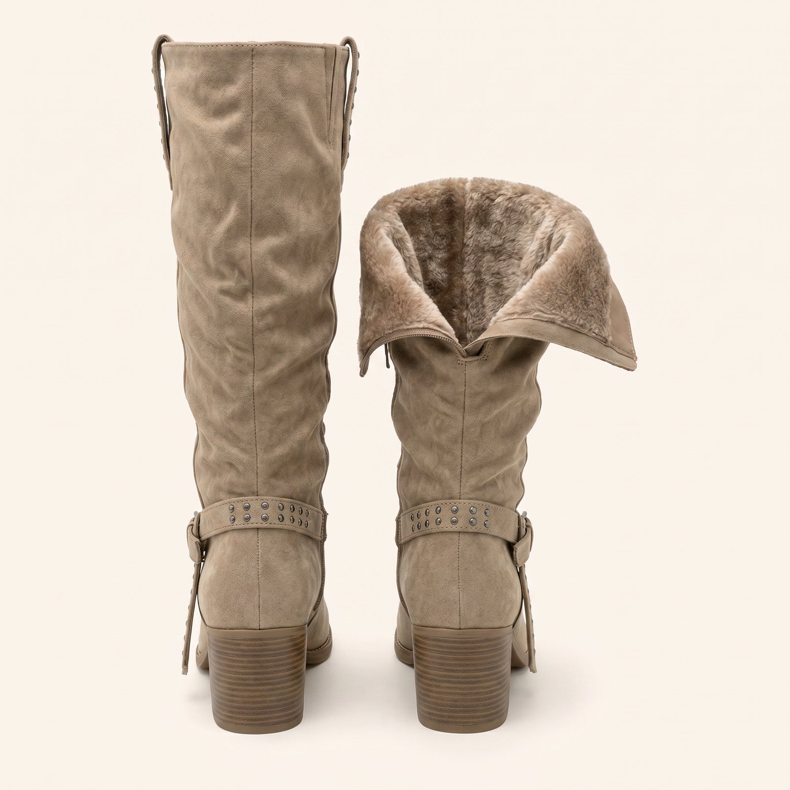 Boho Buckle Boot – Kniehoog met Hak – achterkant