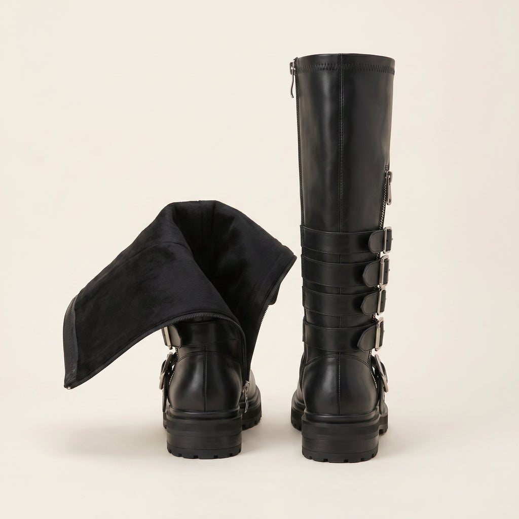 Celine Boot – Kniehoog Multi-Buckle – achterkant