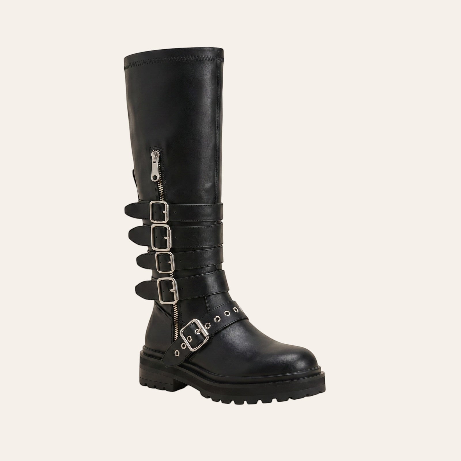 Celine Boot – Kniehoog Multi-Buckle – gespiegeld