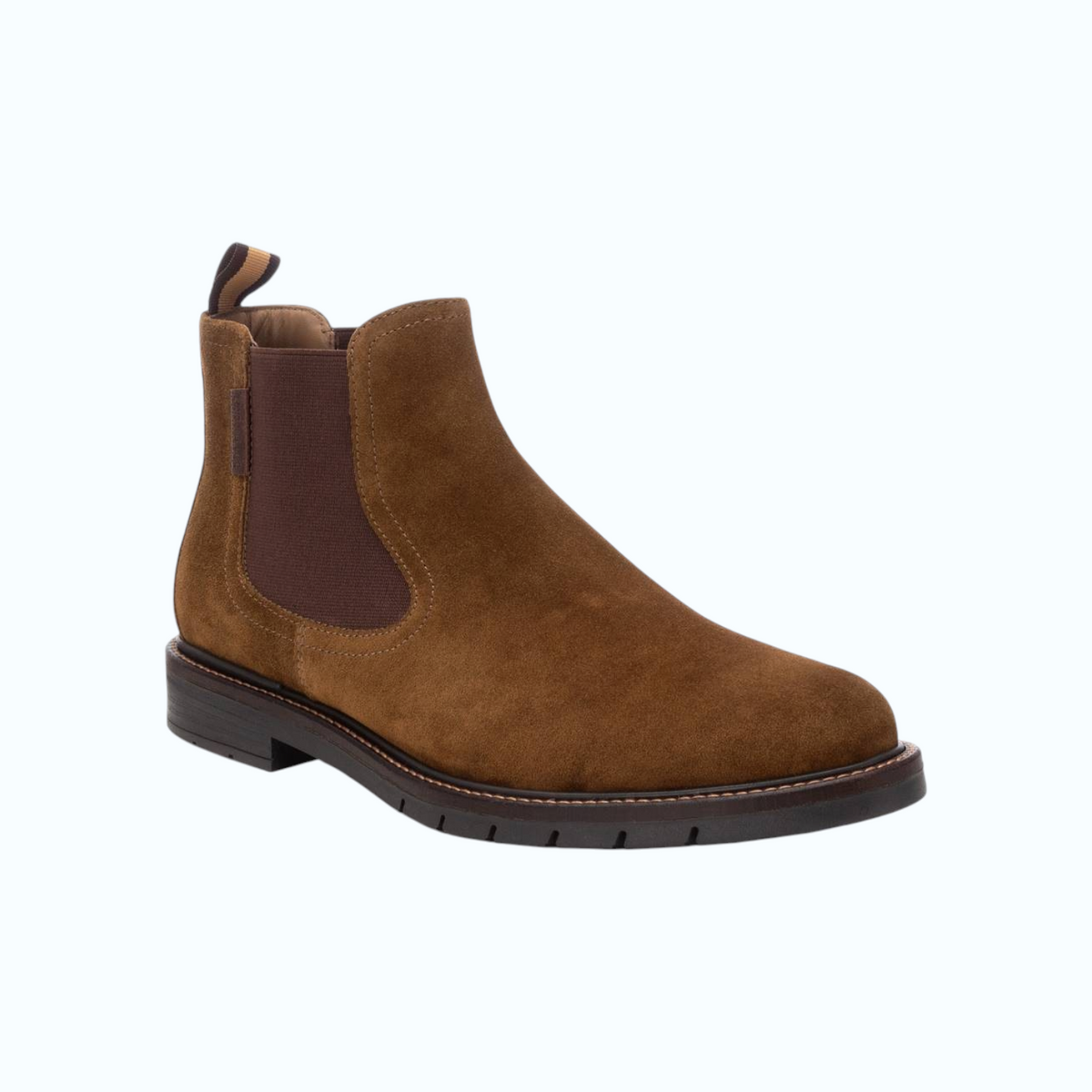 So and Ro - shoes and more - Mark chelsea boots in camel suède met bruine elastische inzet en stevige zool