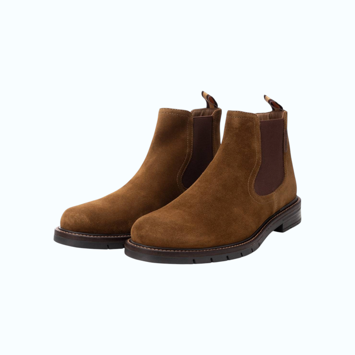 So and Ro - shoes and more - Mark chelsea boots in camel suède met bruine elastische inzet en stevige zool