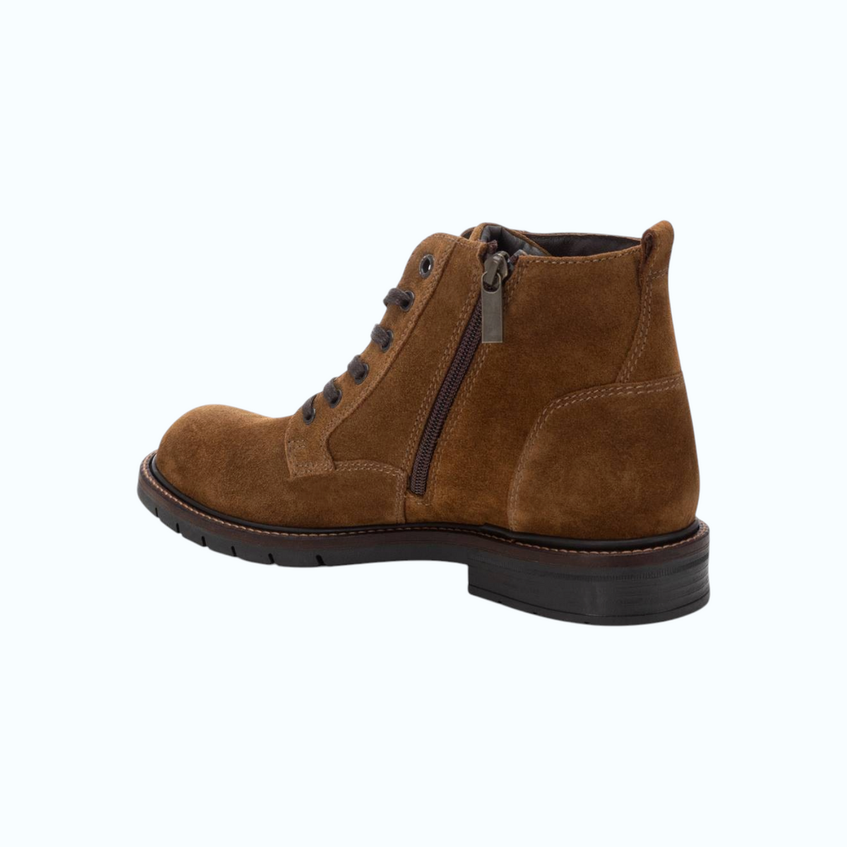 So and Ro - shoes and more - Micky veterboots in camel suède met vetersluiting en ritssluiting aan de zijkant