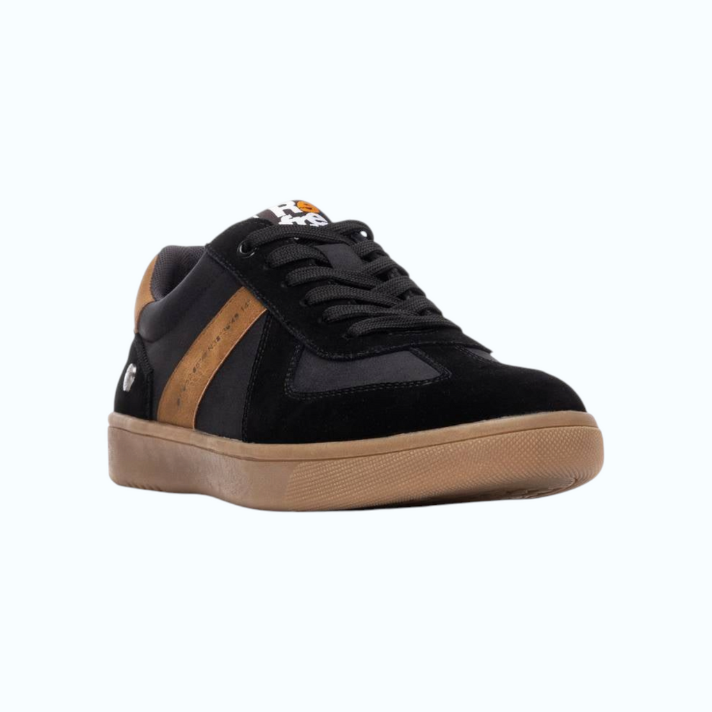 So and Ro - shoes and more - REFRESH Marcel herensneakers in zwart met bruine accenten en rubberen zool