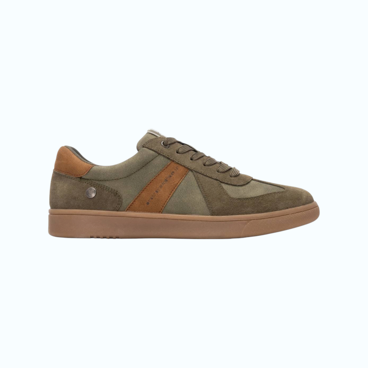 So and Ro - shoes and more - REFRESH Marcel sneakers in kaki met suède details en bruine zool