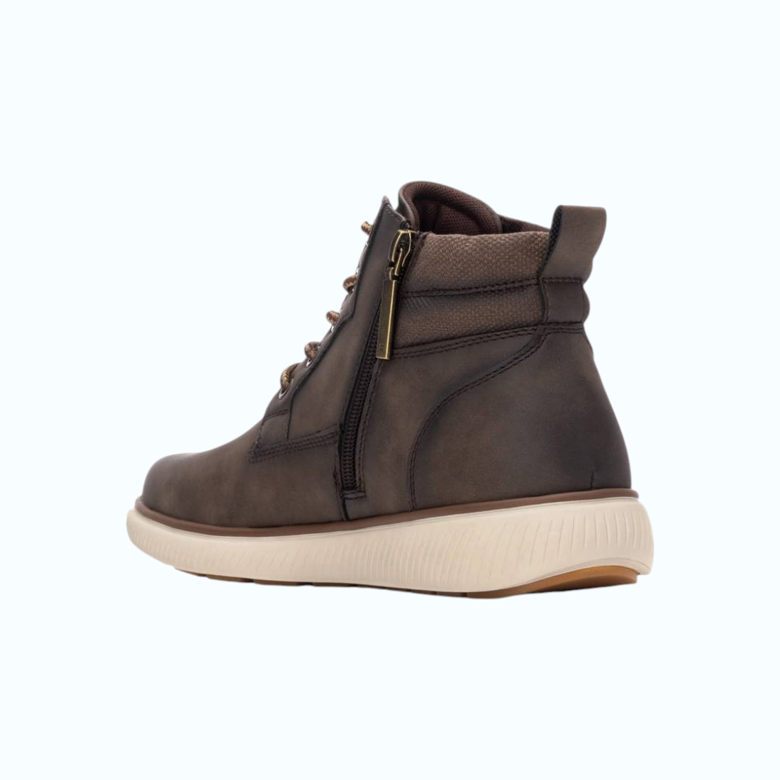 So and Ro - shoes and more - Niko bruine veterboots met rits en beige zool voor heren