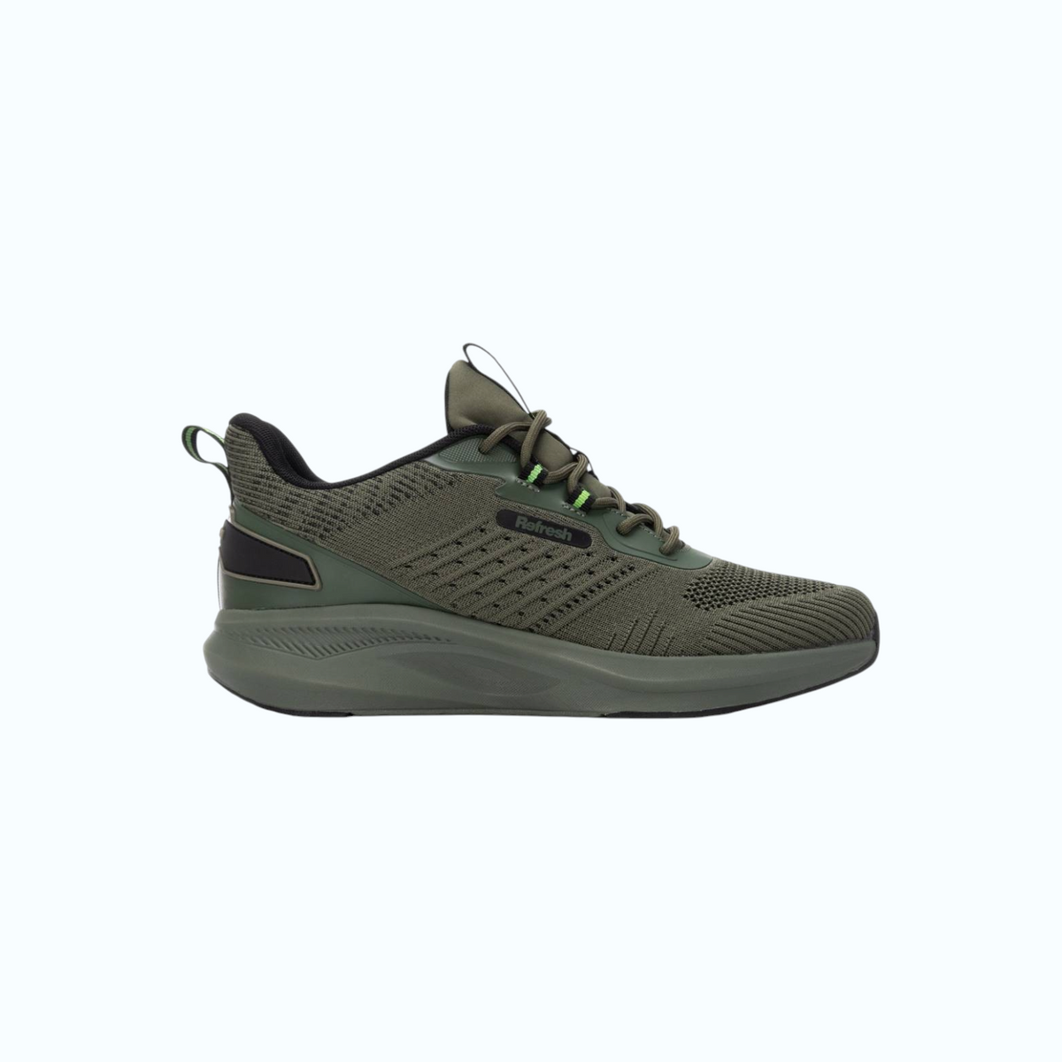 So and Ro - shoes and more - Refresh Otto sneakers in kaki met gebreid bovenwerk en sportieve zool