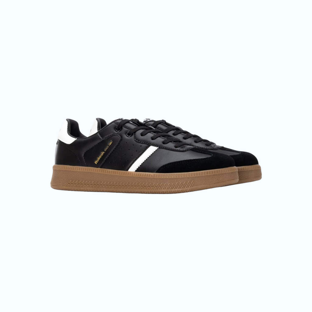 So and Ro - shoes and more - REFRESH Olivier zwarte sneakers met bruine zool en witte accenten voor heren