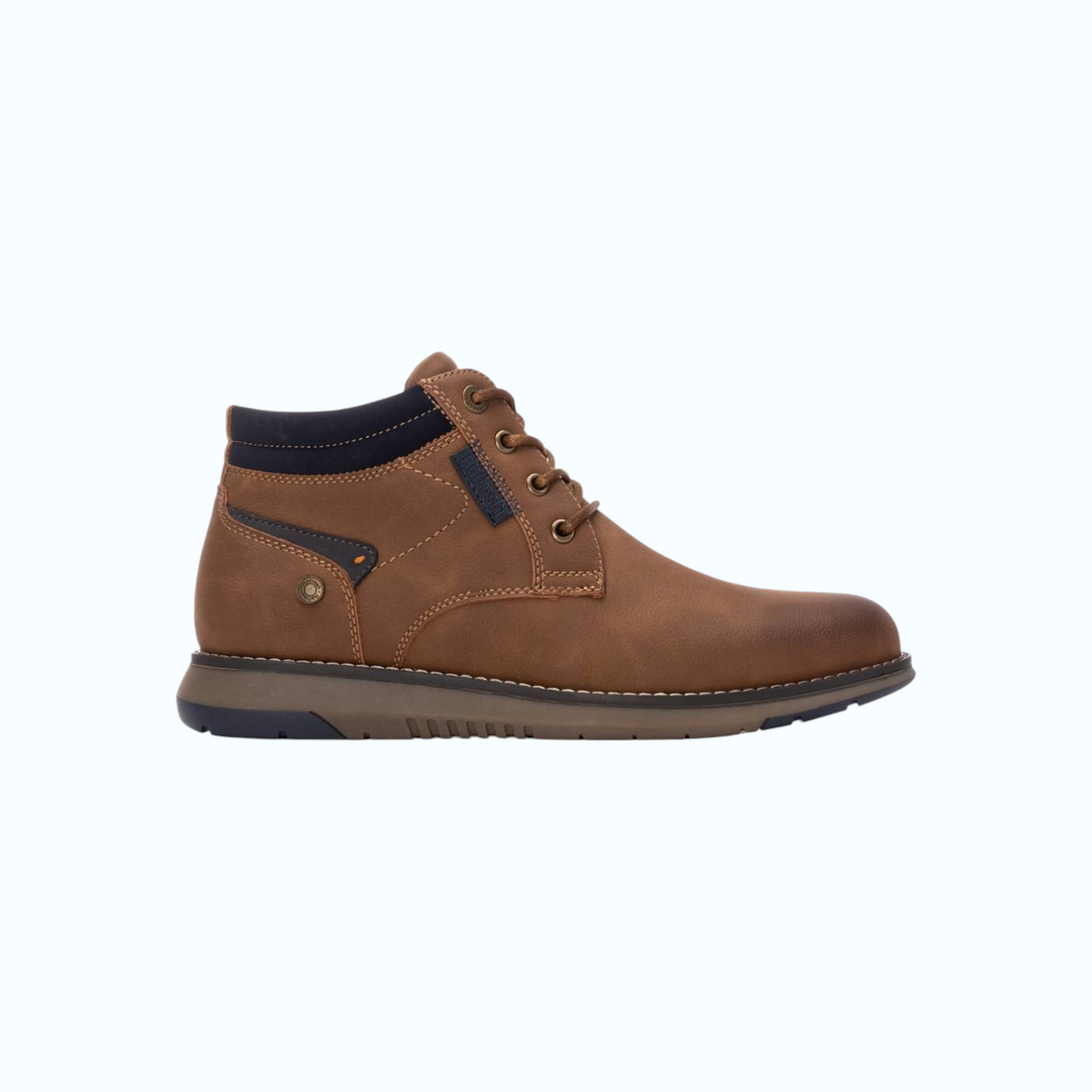 So and Ro - shoes and more - REFRESH Patrick veterboots in camel met donkerblauwe accenten en robuuste vetersluiting
