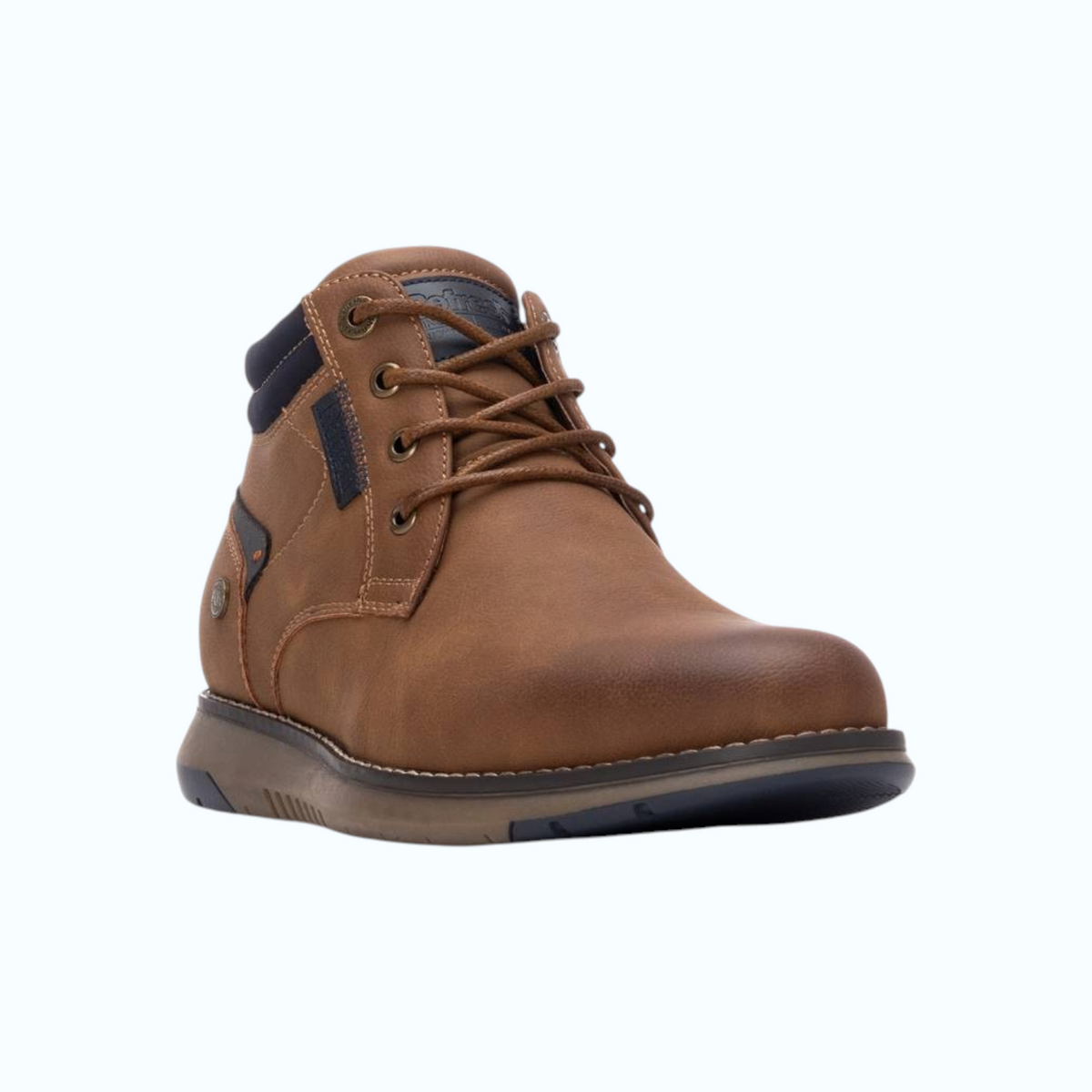 So and Ro - shoes and more - REFRESH Patrick veterboots in camel met vetersluiting en donkerblauwe accenten