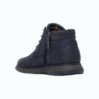 So and Ro - shoes and more - REFRESH Patrick navy veterboots met rits en geruite voering, zijaanzicht