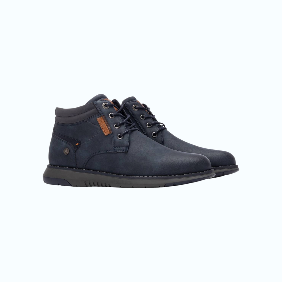 So and Ro - shoes and more - REFRESH Patrick navy veterboots voor heren met vetersluiting en gewatteerde kraag