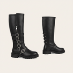Celine Hoge Bikerlaars – Zwart Lederlook