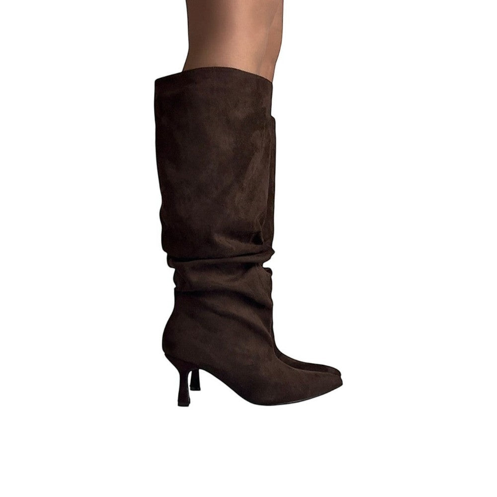 Slouchy Knee High Boots – Bruin Suède Look | Hoge Laarzen Dames