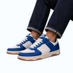 So and Ro - shoes and more - Teddy Smith Bernard herensneakers in wit en blauw met vetersluiting en rubberen zool