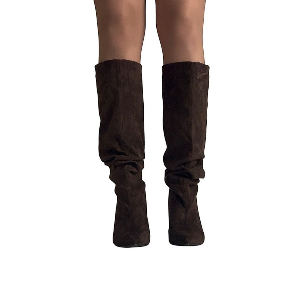 Slouchy Knee High Boots – Bruin Suède Look | Hoge Laarzen Dames