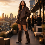 Saphira Hoge Laarzen – Donkerbruin Croco Lederlook