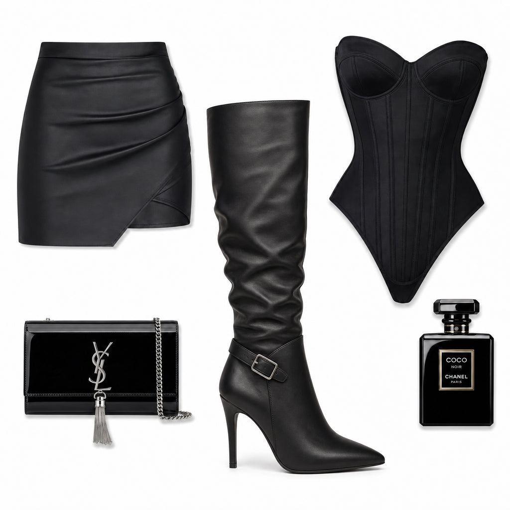 Tall Knee High Boots met Gesp – Zwart Leder Look | Dames Laarzen