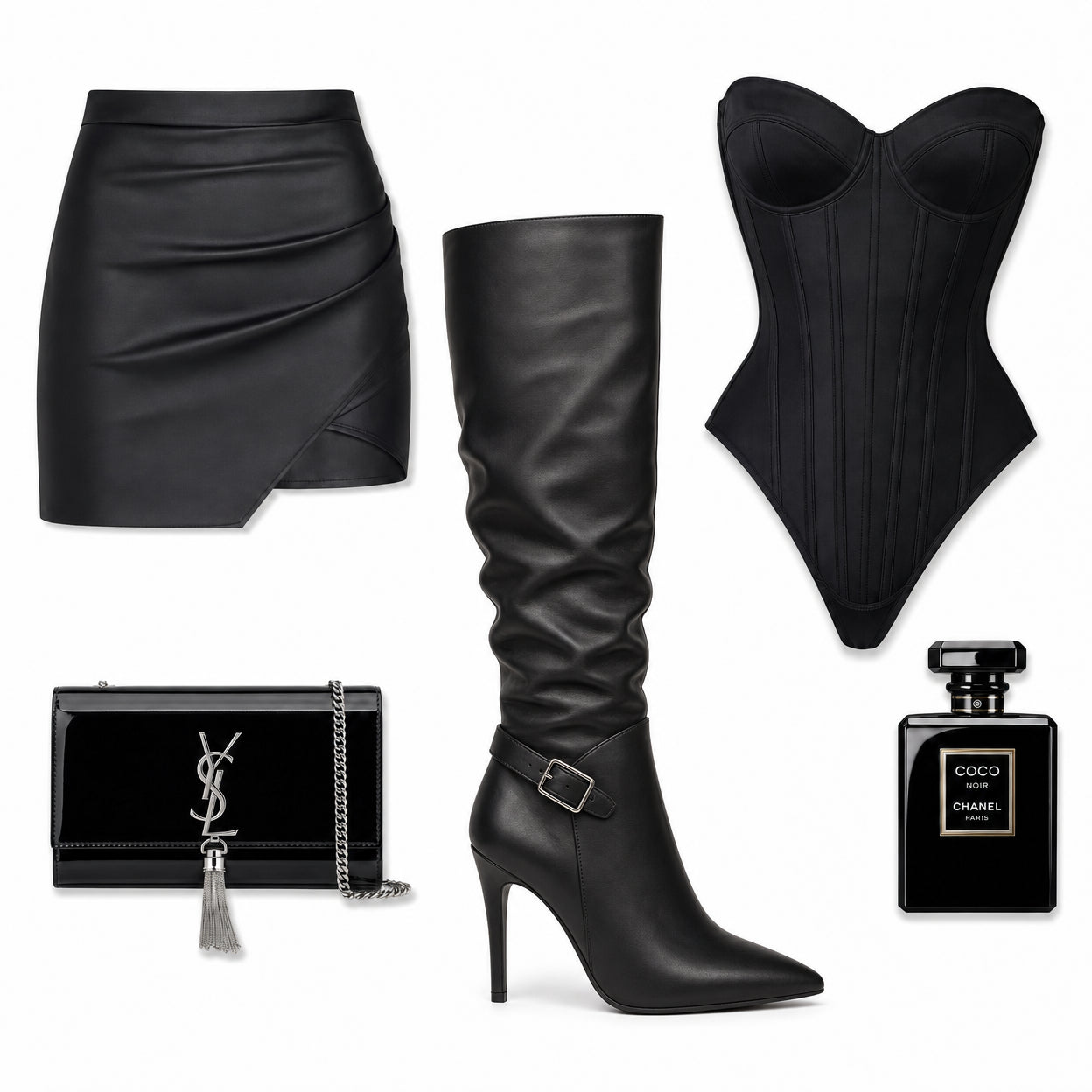 Tall Knee High Boots met Gesp – Zwart Leder Look | Dames Laarzen