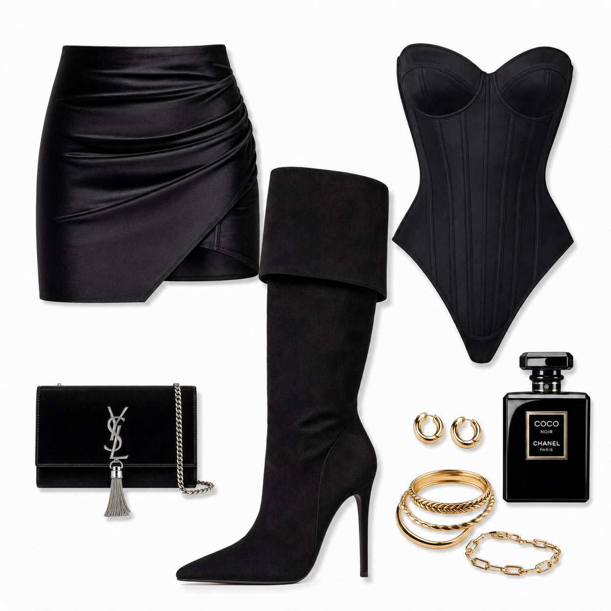 Fold Over Knee High Boots – Zwart Suède Look met Stiletto Hak