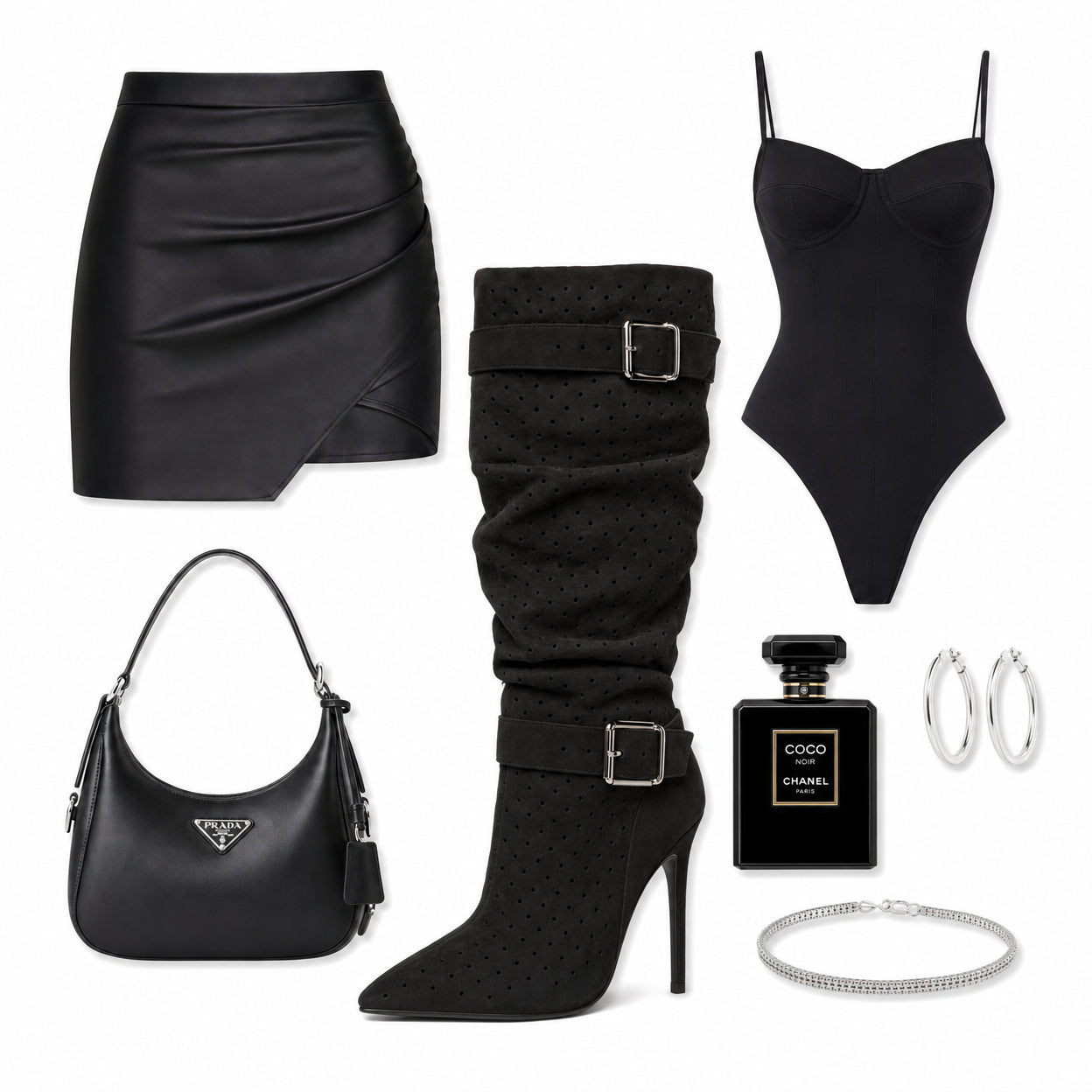 Perforated Buckle Strap Boot – Zwart Suède Look | Festival Laarzen