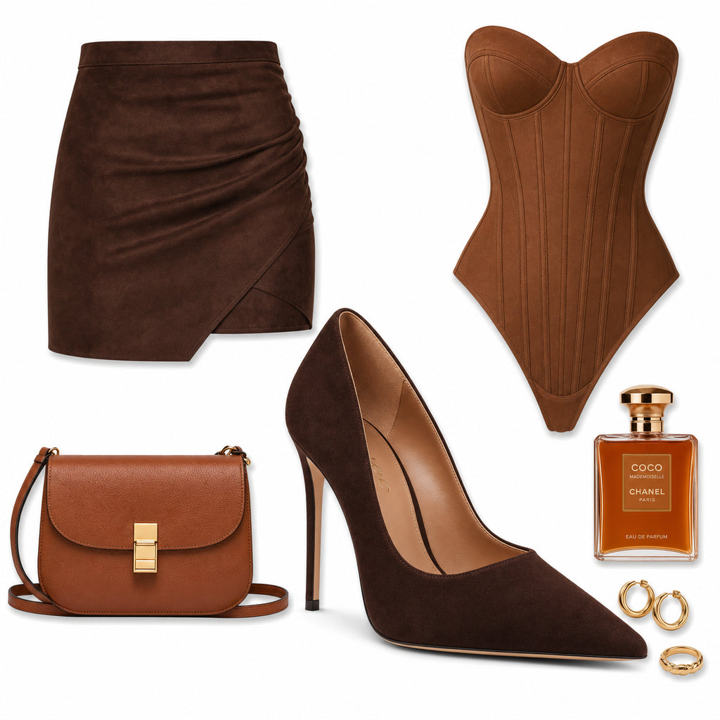 Klassieke donkerbruine suede pumps met elegante stilettohak