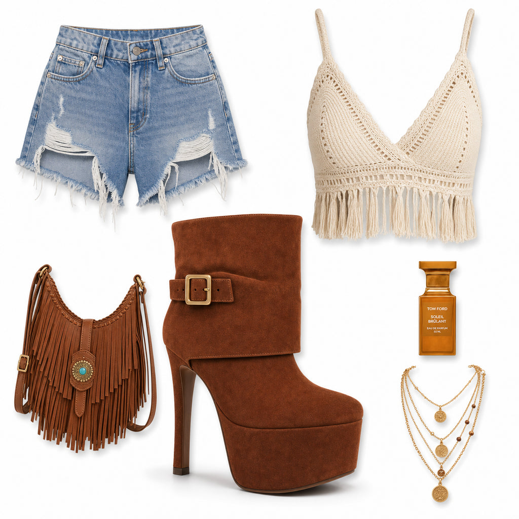 Bruine Micro Suède Boho Slouch Boots met Gesp | Festival Laarzen Dames