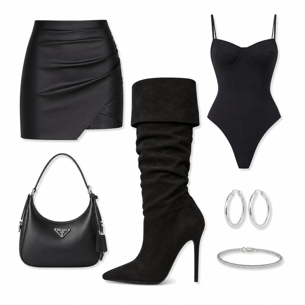 Zwarte Foldover Knee High Boots – Micro Suède | TikTok Viral Laarzen