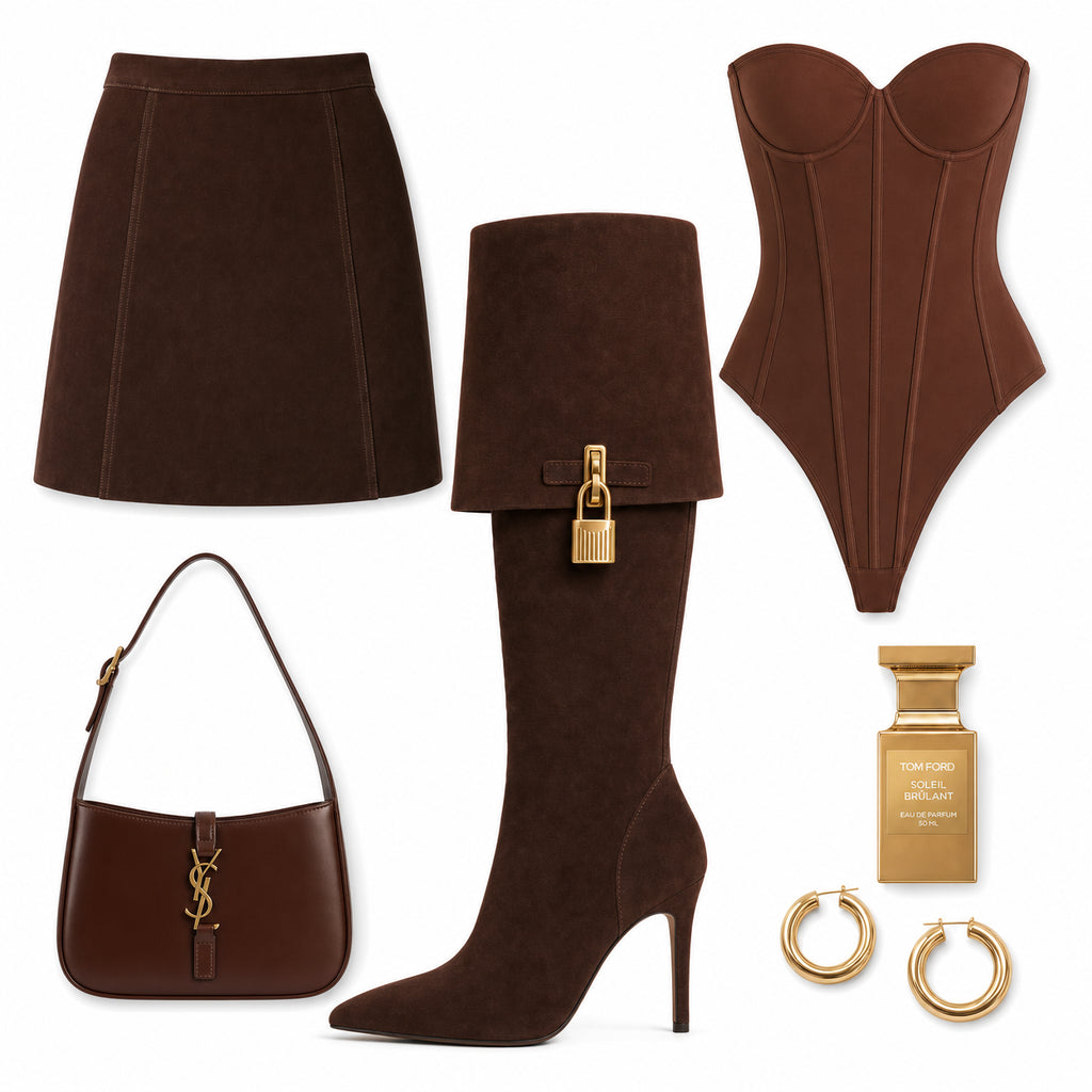 Donkerbruine Foldover Knee High Boots – Suède Look | Trendy Laarzen Dames