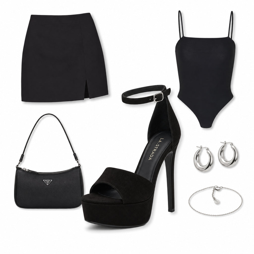 Zwarte Platform Stiletto Sandalen Dames met Enkelbandje | Party Heels