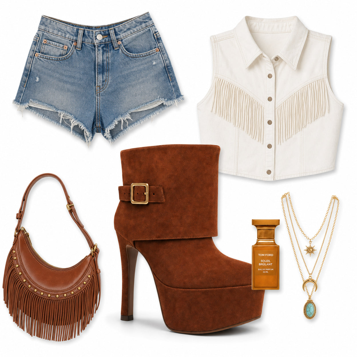 Bruine Micro Suède Western Cowboy Boots Dames | Festival Laarzen