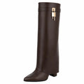 Donkerbruine Foldover Knee High Boots – Suède Look | Trendy Laarzen Dames