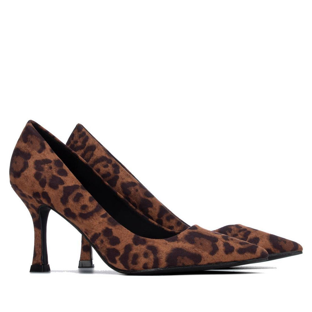 Paar Stephanie leopard stiletto pumps in microsuède