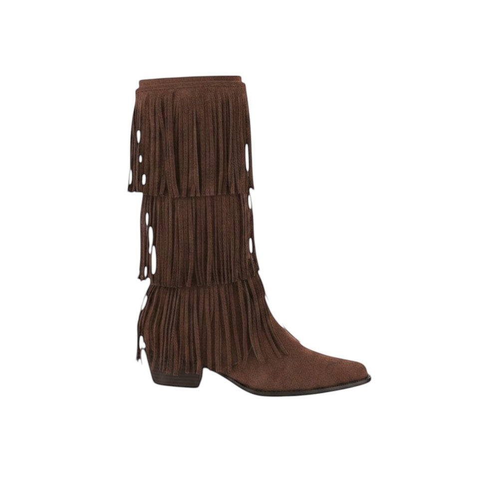 Fringe Knee High Boots – Bruin Suède Look | Boho Festival Laarzen Dames