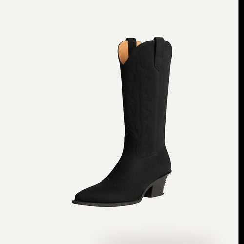 Zwarte cowboylaarzen dames met elegante suede afwerking - festival boots