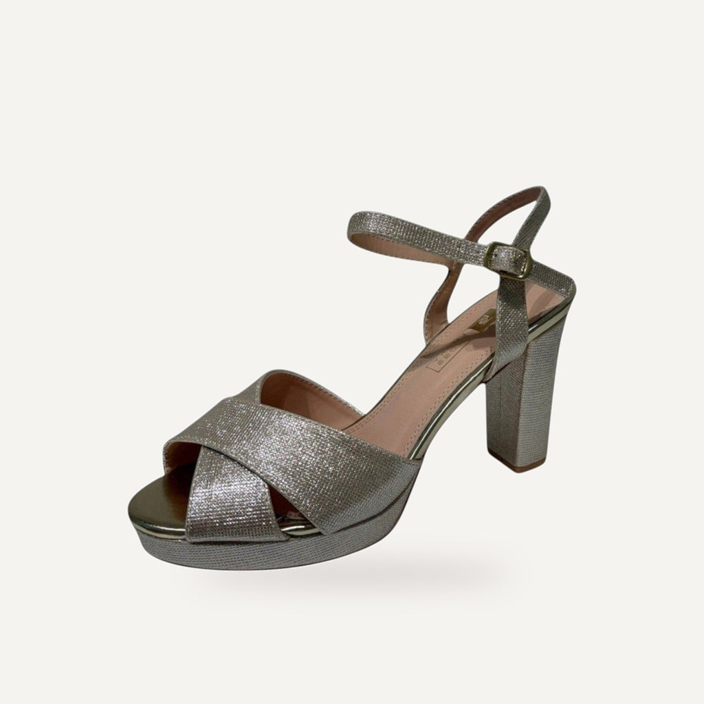 Gouden Platform Sandalen Dames – Glitter Blokhak | Party Heels