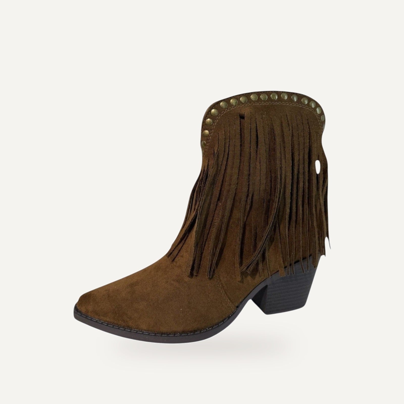Bruine Boho Enkellaarsjes met Franjes – Suède Look | Festival Boots Dames
