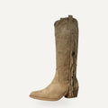 Beige Boho Cowboy Laarzen met Franjes – Trendy Festival Boots Dames
