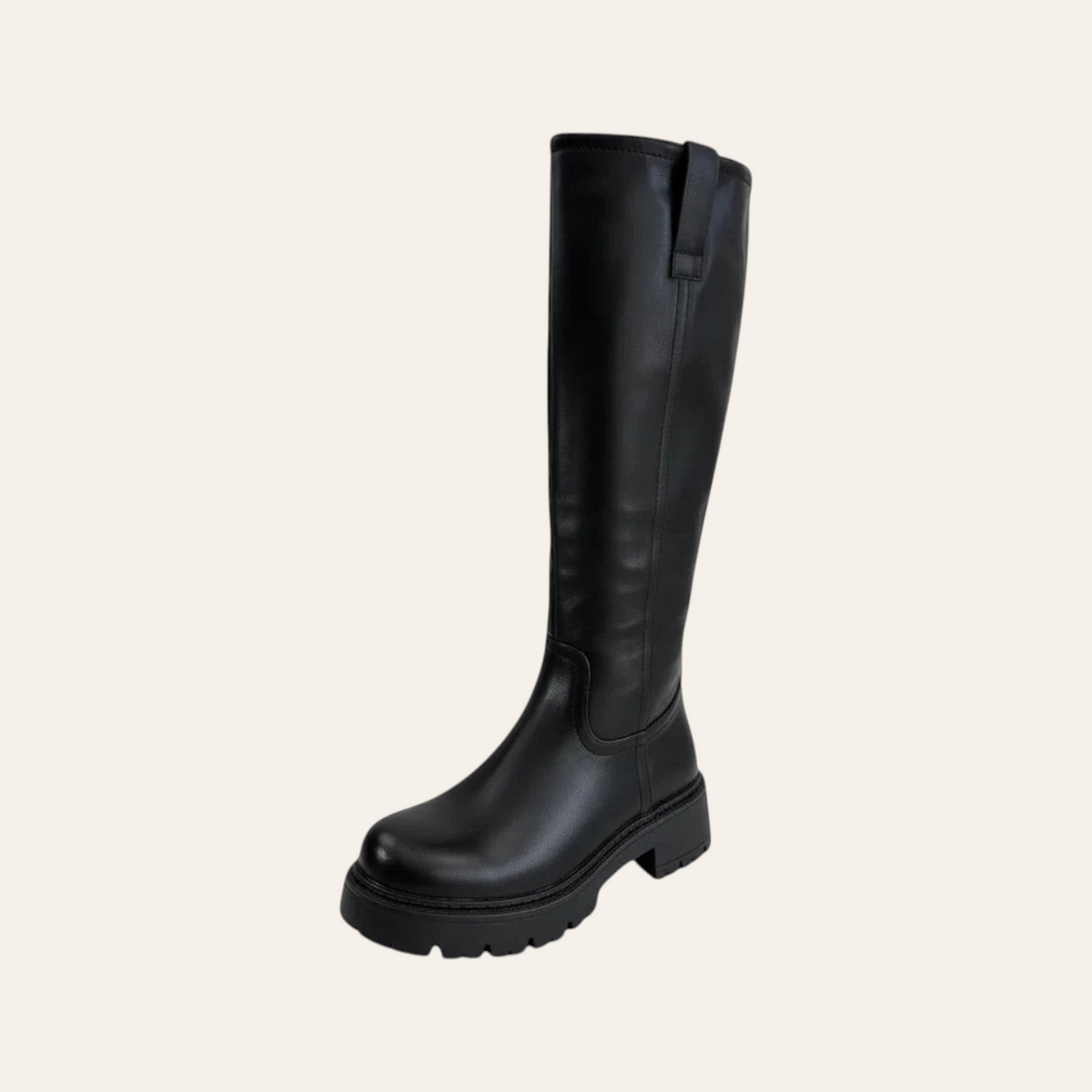 Zwarte chunky festival laarzen dames met robuuste zool, stoer biker boots design