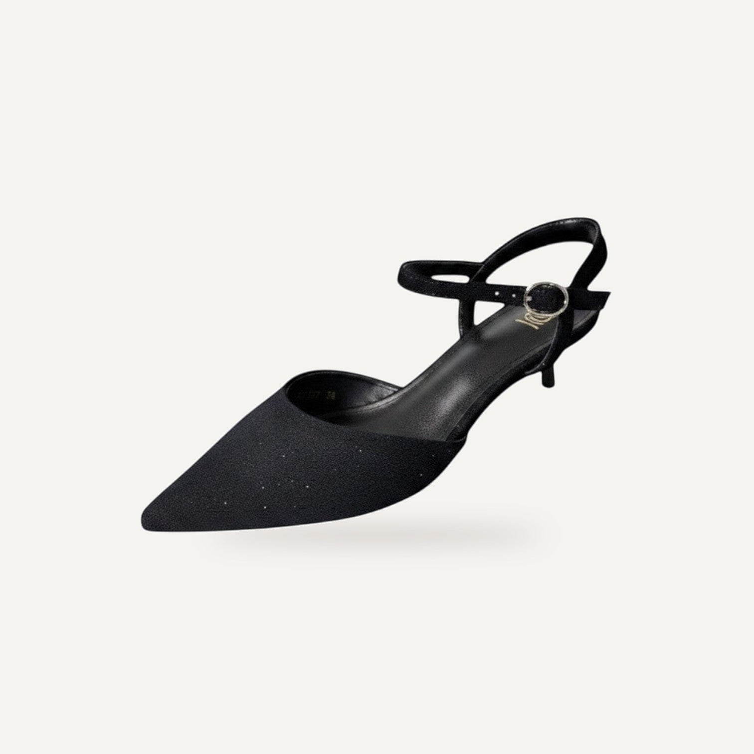 Zwarte slingback kitten heels dames met puntneus - comfortabele lage hakken