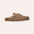 So and Ro - shoes and more - XTI Saria beige instapsloffen met pluizige voering, goudkleurige gesp en stiksel