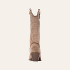 So and Ro - shoes and more - Wendy beige microsuede western boot with gold studs and embroidery, back view