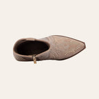 So and Ro - shoes and more - Sarah beige microsuede western ankle boots with decorative stud detailing, top view