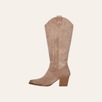 So and Ro - shoes and more - beige Wiona western laars met strassteentjes en blokhak voor een festival look