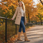 So and Ro - shoes and more - beige REFRESH western laarzen met suède-look, blokhak en decoratieve enkelbandjes in park