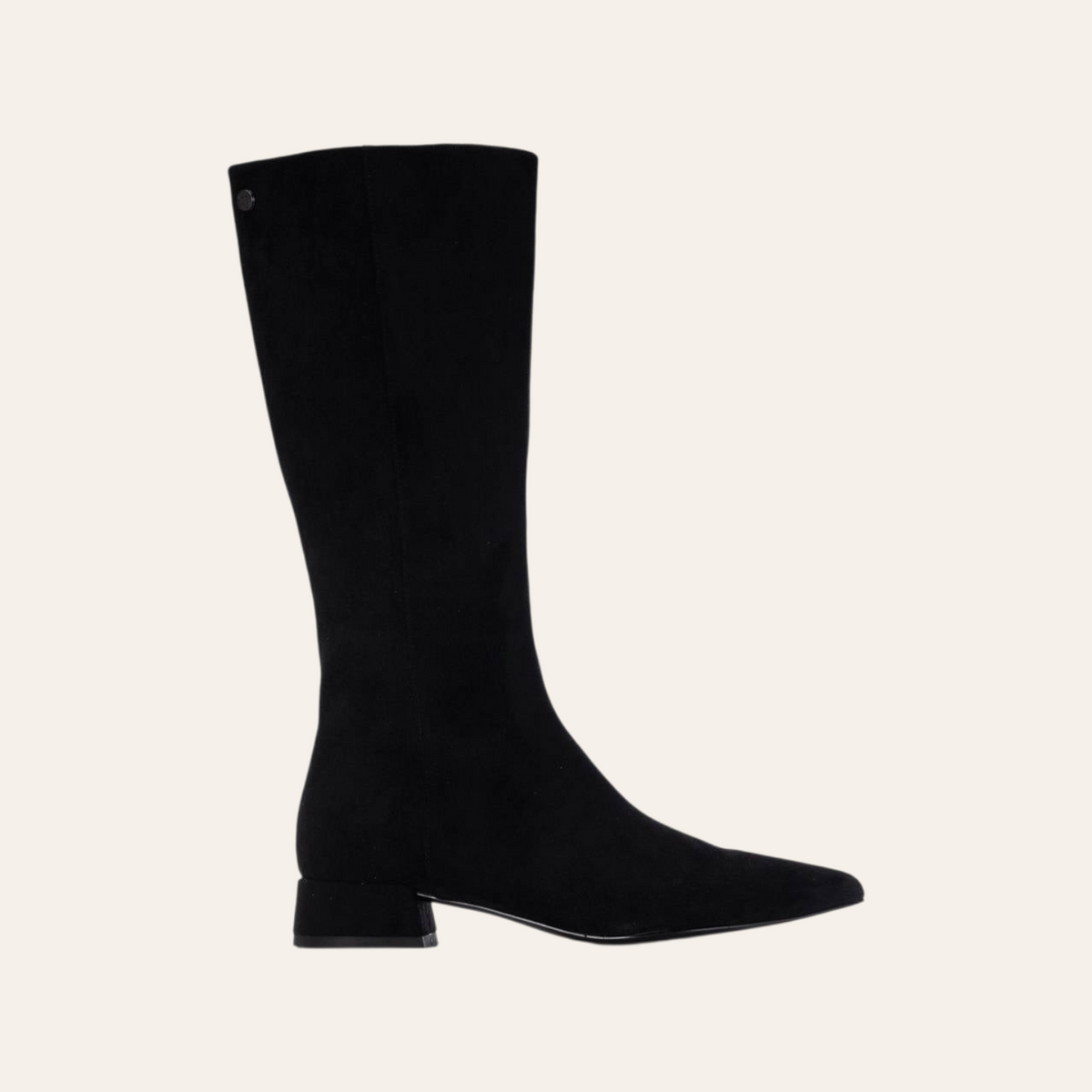 So and Ro - shoes and more - Sissy black microsuede stretch knee-high boots with a low block heel
