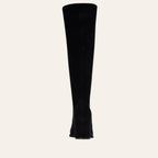 So and Ro - shoes and more - Cammy black microsuede high boot with a block heel seen from the back