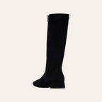So and Ro - shoes and more - Sissy black microsuede knee-high stretch boots with side zipper and low block heel