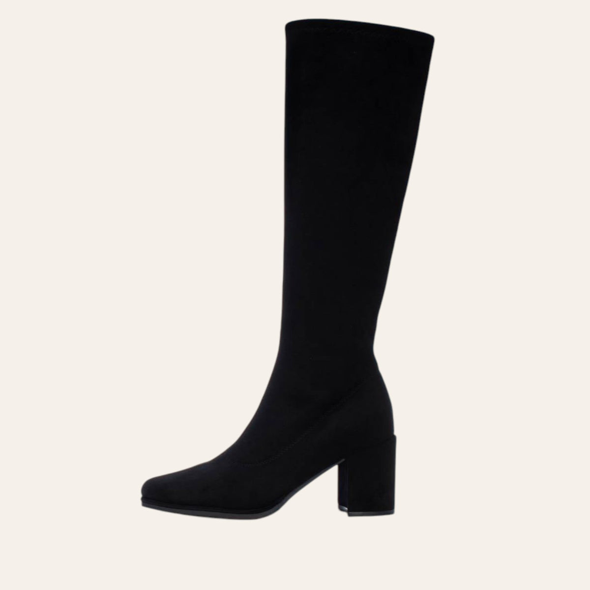 So and Ro - shoes and more - Cammy elegant black microsuede knee-high boot with a stable block heel