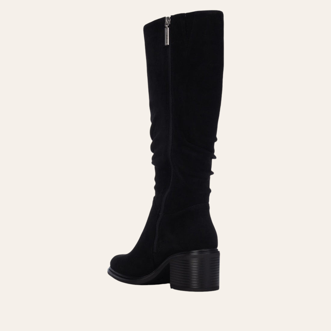 So and Ro - shoes and more - Amber black microsuede knee-high boots with a block heel and side zipper