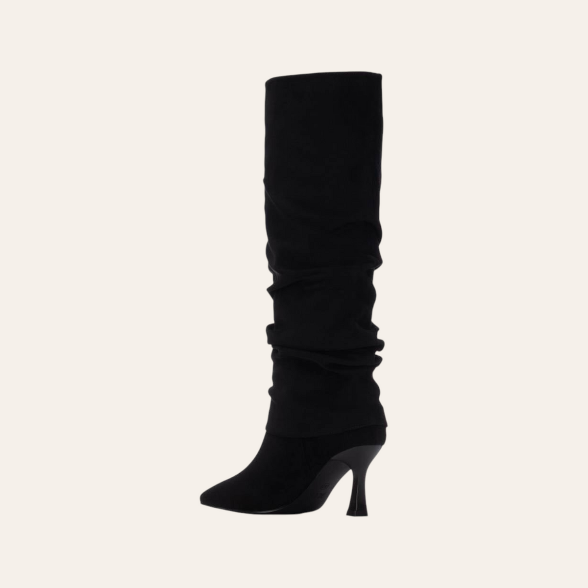 So and Ro - shoes and more - Rebecca black microsuede slouchy knee-high boots with a pointed toe and kitten heel